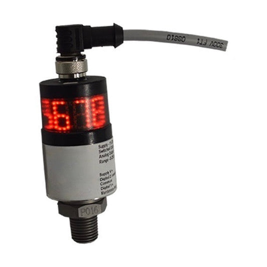 Pressure Transducer 1 switch output N/C 1 output 4-20mA 24 VDC supply 0-250 psi 1/4 NPT male 5-pin M12 electrical connection by FIRSTRATE SENSOR