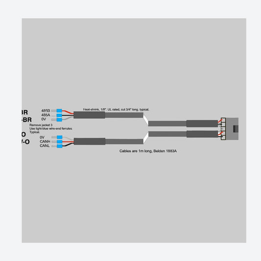 serial lead for the dw25x ModbusRTU comms RJ45 to AMPmodu Connector 1m Length by BARDAC